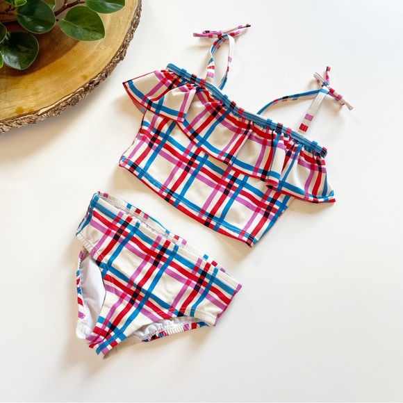 Hanna Andersson Plaid Two Piece Tank Swimsuit | Size 4 - Picture 1 of 5